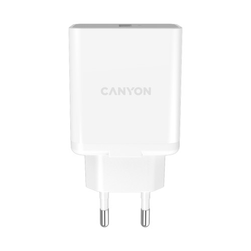Зарядно Canyon H-24, 24W, USB-A QC 3.0, EU стандарт, White