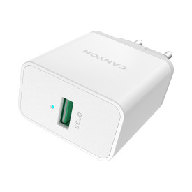 Зарядно Canyon H-24, 24W, USB-A QC 3.0, EU стандарт, White