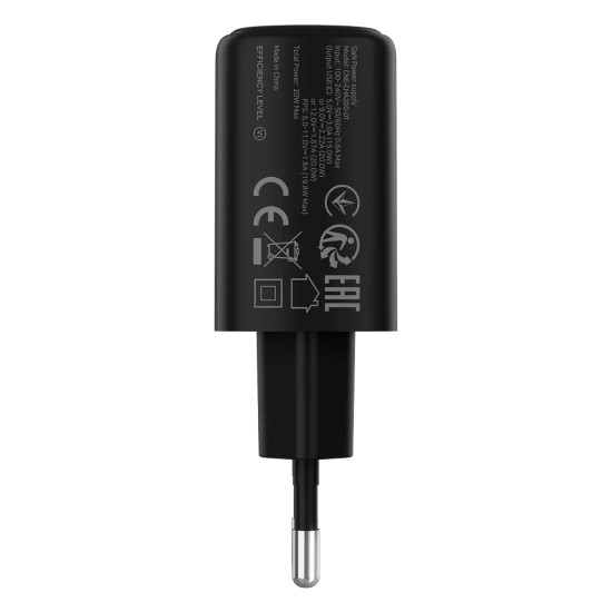Зарядно CANYON OnCharge 200, 20W, 1xPD, EU, Black