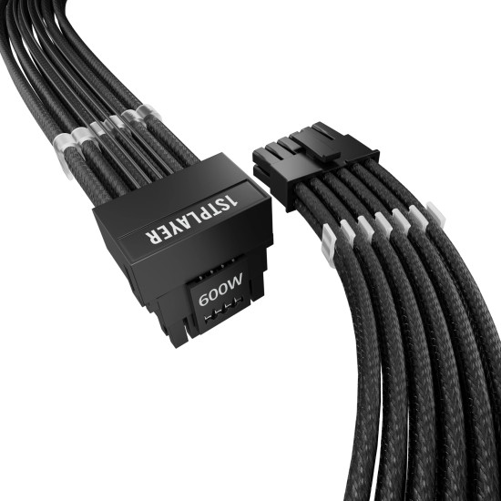 Модулен кабел 1stPlayer Custom Sleeved Modding Cable Black - PCIe 5.0 12VHPWR M/M - FM2-B-BK