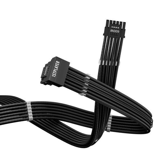 Модулен кабел 1stPlayer Custom Sleeved Modding Cable Black - PCIe 5.0 12VHPWR M/M - FM2-B-BK