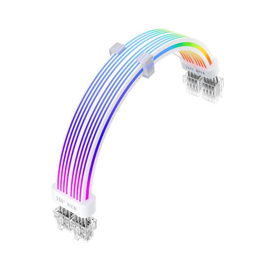 Удължителен кабел 1stPlayer Extension Modding Cable PCIe 6+2PIN Addressable RGB White - NC2-8P-WH