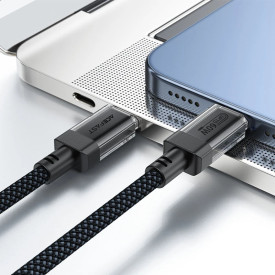 USB кабел Acefast USB-C to USB-C Cable 60W Stainless steel in transparent shell 1.2m - C12-03 - Black