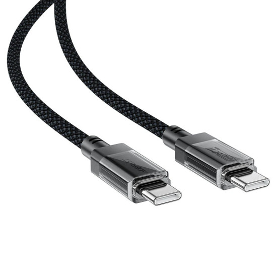 USB кабел Acefast USB-C to USB-C Cable 60W Stainless steel in transparent shell 1.2m - C12-03 - Black