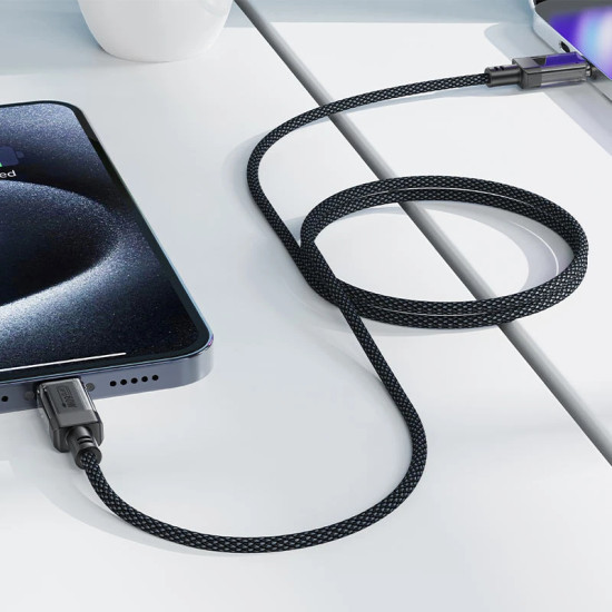 USB кабел Acefast USB-C to USB-C Cable 60W Stainless steel in transparent shell 1.2m - C12-03 - Black