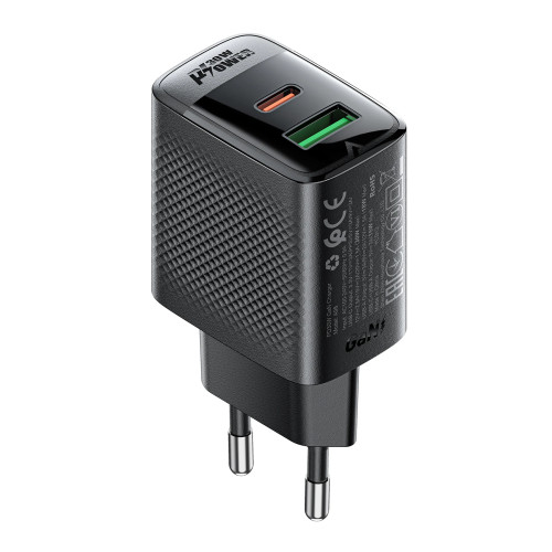Зарядно Acefast Charger Wall GaN PD 30W - A98 - USB-C x 1, USB-A x 1, Black