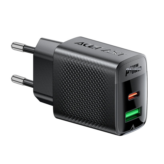 Зарядно Acefast Charger Wall GaN PD 30W - A98 - USB-C x 1, USB-A x 1, Black