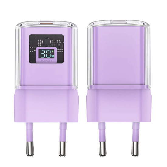 Зарядно Acefast Charger Wall GaN PD30W - A53 - USB-C x 1, Purple