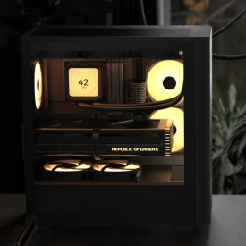 Кутия за компютър AeroCool Case ATX - D501A Black, Addressable RGB, Wood