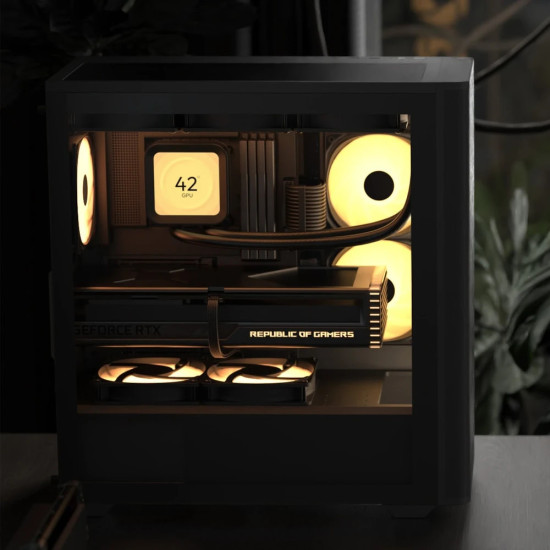 Кутия за компютър AeroCool Case ATX - D501A Black, Addressable RGB, Wood