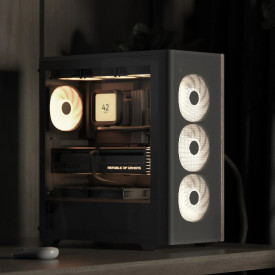 Кутия за компютър AeroCool Case ATX - D501A Black, Addressable RGB, Wood