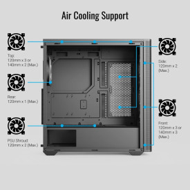 Кутия за компютър AeroCool Case ATX - D501A Black, Addressable RGB, Wood