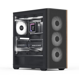 Кутия за компютър AeroCool Case ATX - D501A Black, Addressable RGB, Wood