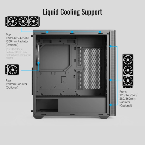 Кутия за компютър AeroCool Case ATX - D501A Black, Addressable RGB, Wood
