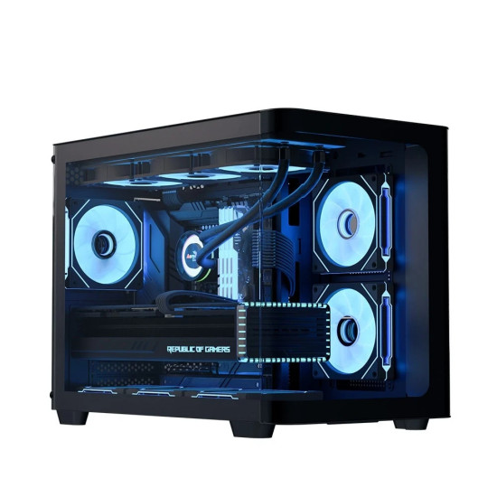 Кутия за компютър AeroCool P300C, Mini-Tower, Dual Chamber, Micro-ATX, Mini-ITX, Black