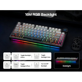 Безжична клавиатура Ajazz Wireless Gaming Mechanical Keyboard AK820 V2 PRO - White peach Switch [Linear] (English US), White