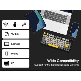 Безжична клавиатура Ajazz Wireless Gaming Mechanical Keyboard AK820 V2 PRO - White peach Switch [Linear] (English US), White