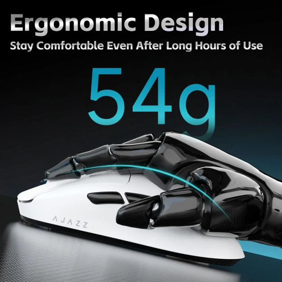 Безжична мишка Ajazz AJ159 V2 MC - Wireless Gaming Mouse - 1K, Magnetic Charging Dock, White