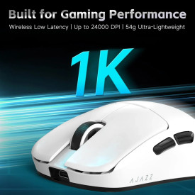 Безжична мишка Ajazz AJ159 V2 MC - Wireless Gaming Mouse - 1K, Magnetic Charging Dock, White