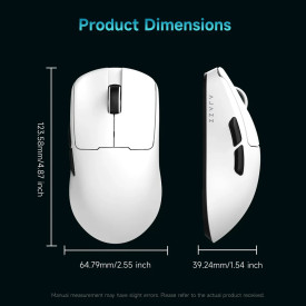 Безжична мишка Ajazz AJ159 V2 MC - Wireless Gaming Mouse - 1K, Magnetic Charging Dock, White