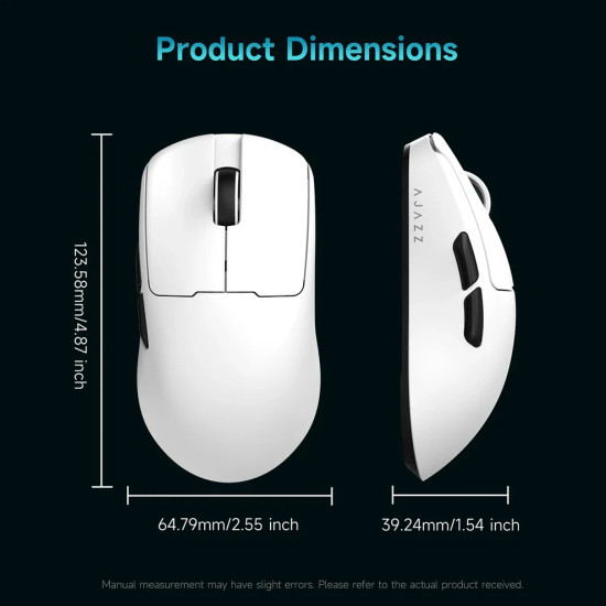 Безжична мишка Ajazz AJ159 V2 MC - Wireless Gaming Mouse - 1K, Magnetic Charging Dock, White