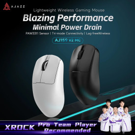 Безжична мишка Ajazz AJ159 V2 MC - Wireless Gaming Mouse - 1K, Magnetic Charging Dock, White