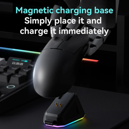Безжична мишка Ajazz AJ159P MC - Wireless Gaming Mouse - 1K, Magnetic Charging Dock, White