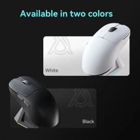 Безжична мишка Ajazz AJ159P MC - Wireless Gaming Mouse - 1K, Magnetic Charging Dock, White