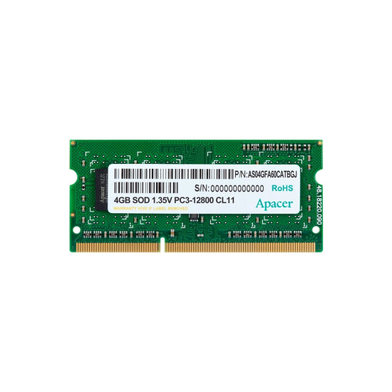 RAM памет Apacer 4GB DDR3 SODIMM 512x8 1600MHz 1.35V - AS04GFA60CATBGJ