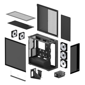 Кутия за компютър ARCTIC Xtender VG, E-ATX, Mid-Tower, Dual Chamber, 5 ARGB, Black