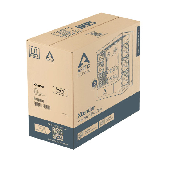 Кутия за компютър Arctic Case E-ATX - Xtender (White) - 5 A-RGB Fans included