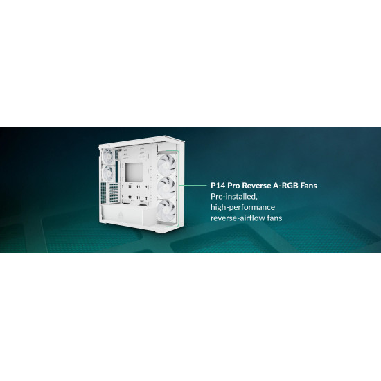 Кутия за компютър Arctic Case E-ATX - Xtender (White) - 5 A-RGB Fans included