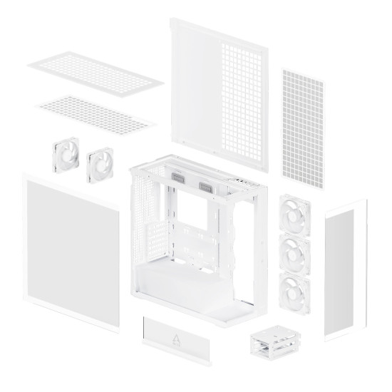 Кутия за компютър Arctic Case E-ATX - Xtender (White) - 5 A-RGB Fans included