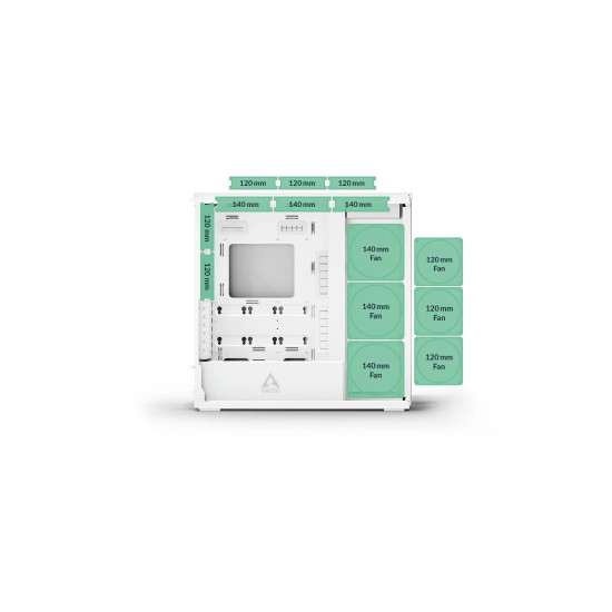 Кутия за компютър Arctic Case E-ATX - Xtender (White) - 5 A-RGB Fans included