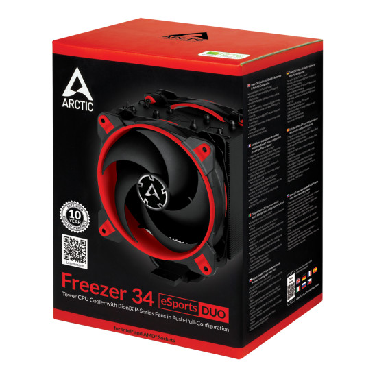 Охладител за процесор Arctic Freezer 34 eSports DUO - Red - LGA2066/LGA1700/LGA1200/AM4