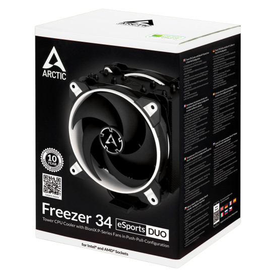 Охладител за процесор Arctic Freezer 34 eSports DUO - White - LGA2066/LGA1700/LGA1200/AM4