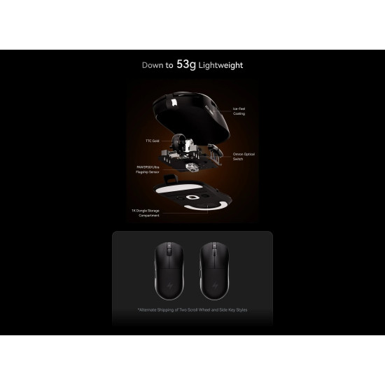 Безжична мишка ATK Wireless Gaming Mouse A9 Tri-mode Nearlink - 1K, White