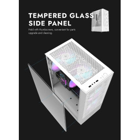 Кутия за компютър DarkFlash A290 White, ATX, 3 x 120mm RGB Fans included