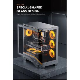 Кутия за компютър Darkflash Case ATX - K430 Black - 6 x 120 mm A-RGB fans included, USB-C