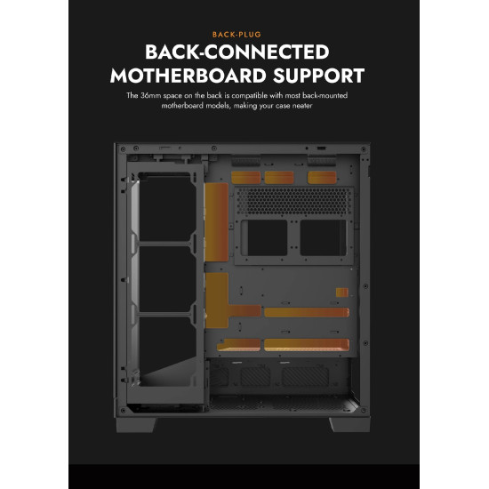 Кутия за компютър Darkflash Case ATX - K430 Black - 6 x 120 mm A-RGB fans included, USB-C