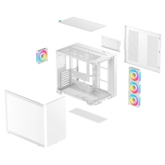 Кутия за компютър DeepCool Case ATX - CG530U 4F WH - 4 ARGB Fans