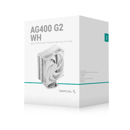 Охладител за процесор DeepCool CPU Cooler AG400 G2 WH - LGA1851/AM5
