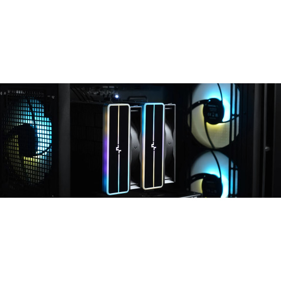 Охладител DeepCool CPU Cooler AG620 BK - Addressable RGB V2, Dual-Tower - LGA1851/AM5