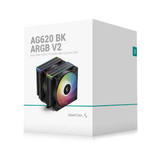 Охладител DeepCool CPU Cooler AG620 BK - Addressable RGB V2, Dual-Tower - LGA1851/AM5
