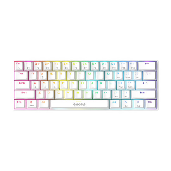 Клавиатура Gamdias Gaming Keyboard Mechanical - HERMES E3 RGB - White, 61 keys, 1000Hz