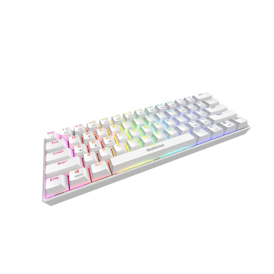 Клавиатура Gamdias Gaming Keyboard Mechanical - HERMES E3 RGB - White, 61 keys, 1000Hz