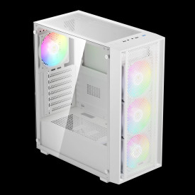 Кутия за компютър Gamdias Case ATX - AURA GC2 Elite White - Mesh, RGB, Tempered Glass