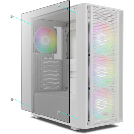 Кутия за компютър Gamdias Case ATX - AURA GC2 Elite White - Mesh, RGB, Tempered Glass