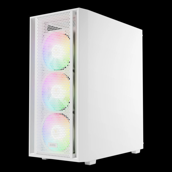 Кутия за компютър Gamdias Case ATX - AURA GC2 Elite White - Mesh, RGB, Tempered Glass