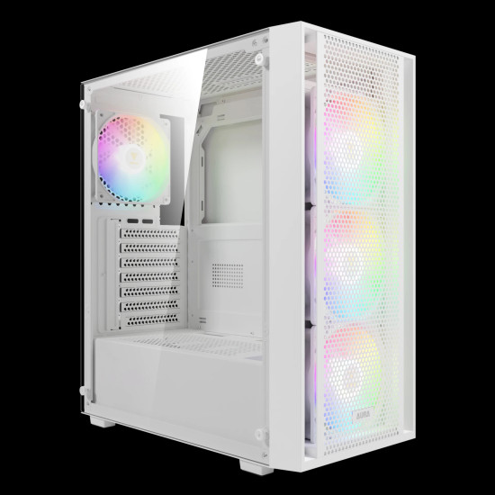 Кутия за компютър Gamdias Case ATX - AURA GC2 Elite White - Mesh, RGB, Tempered Glass